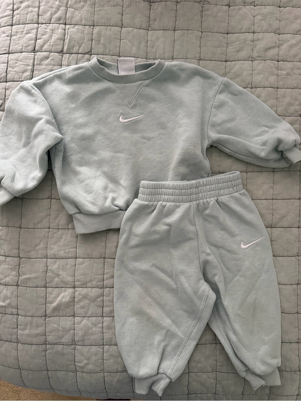 Nike Kids Light Sage Sweatshirt & Joggers Set with White Swoosh